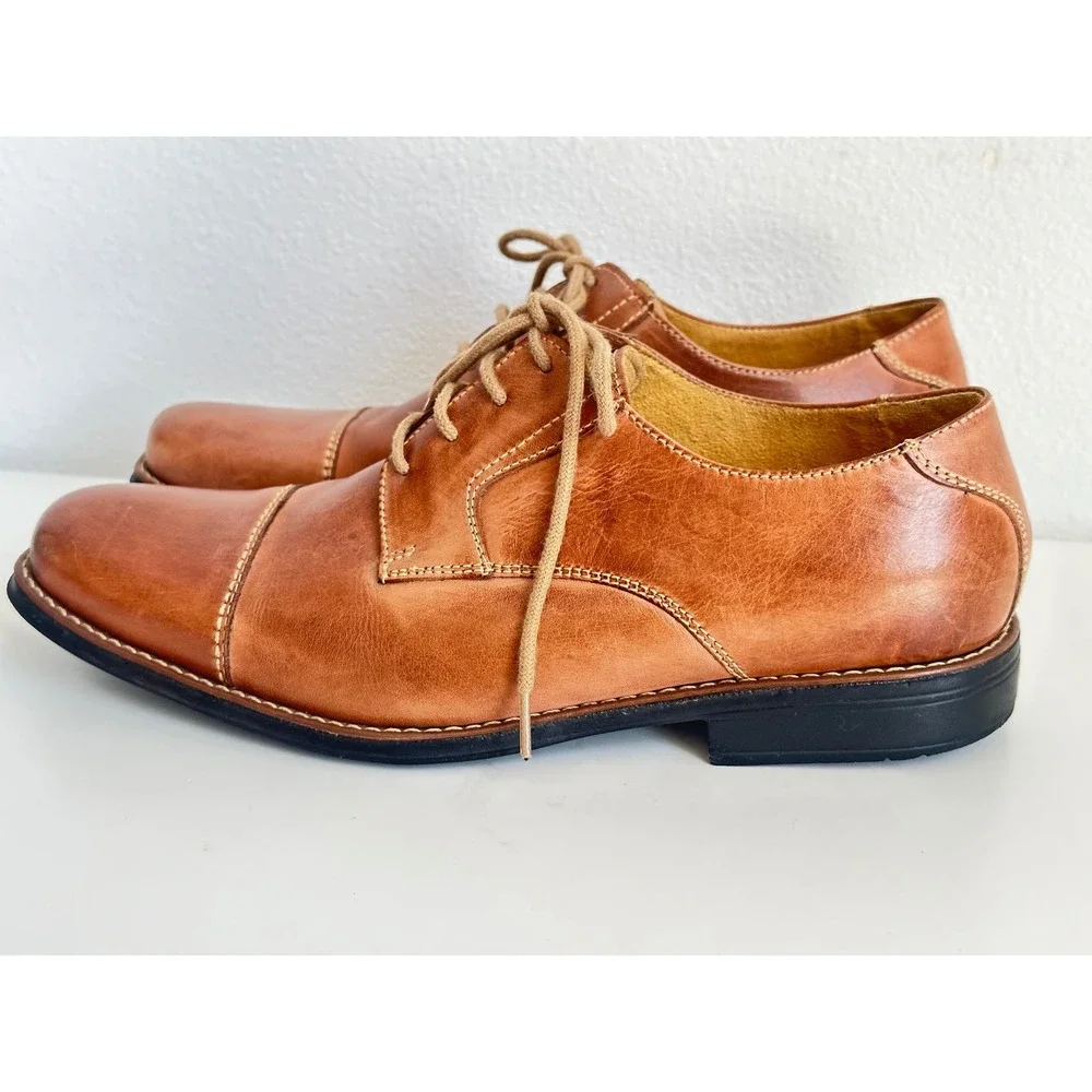 Sandro Moscoloni Mens Tan Brown Leather Cap Toe Derby Dress Shoes SZ 10 M Brazil